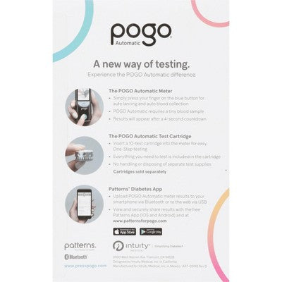 POGO Automatic Blood Glucose Monitoring System for Diabetes Care, All in One Cartridge Design, No Test Strips, Easy Testing