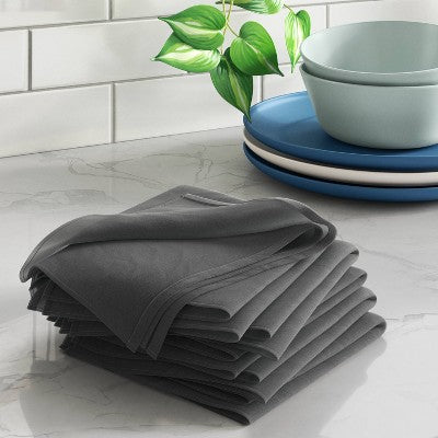 6pc Flour Sacks Kitchen Textile Set Gray - Room Essentials: Modern Cotton Dish & Tea Towels, Plain Weave, Machine Washable