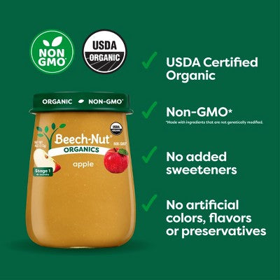 Beech-Nut Non-GMO Organics Apples Baby Food Jar - 4oz