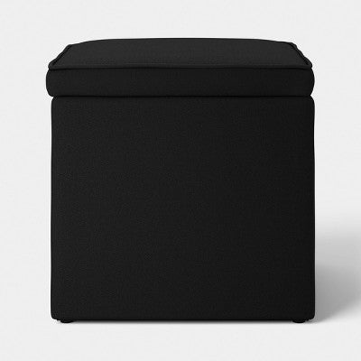 Square Small Storage Dorm Ottoman Dark Black - Room Essentials