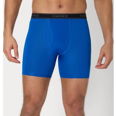 Hanes Men's Performance Stretch Boxer Briefs - Gray/Blue L