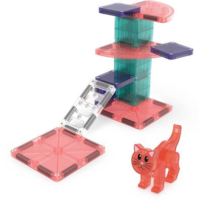 MAGNA-TILES Cat Tree Magnetic Building Set: Educational Math, Creative Engineering, Fine Motor Skill Development, 10 Pieces