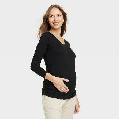 2 PACK Long Sleeve Scoopneck Maternity T-Shirt M