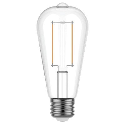 GE 2pk 60W Reveal ST19 LED Edison Style Light Bulbs: 5W LED Equivalent, E26 Base, Dimmable, 500 Lumens, 2700K White