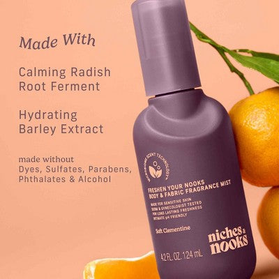 Niches & Nooks Intimate pH Balanced Body Spray & Fabric Fragrance Mist - Soft Clementine - 4.2 fl oz