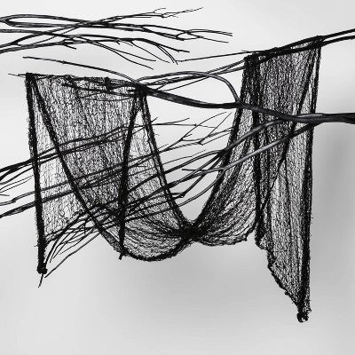 9' Eerie Fabric Black Halloween Decorative Prop - Hyde and EEK! Boutique: Indoor/Outdoor Spider Web Scene