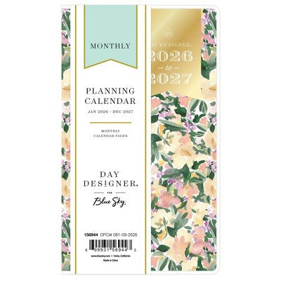 Blue Sky Day Designer 2026-2027 Monthly Planning Calendar 3.625"x6.125" Marjorie Floral Clear