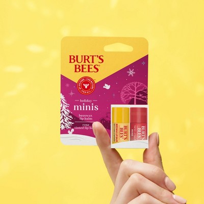 Burt's Bees Holiday Mini Lip Balms - Beeswax + Rose Tinted - 2pk/0.006oz