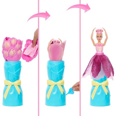 Barbie Petal Pop Scented Fashion Doll with Pink Tulip Dress, Reveal Accessories like Bunny & More