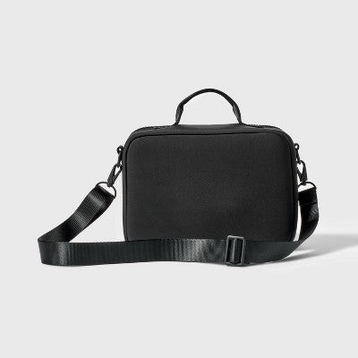 Faux Neoprene Lunch Tote - All In Motion?Black: Zippered Recycled Polyester Bag