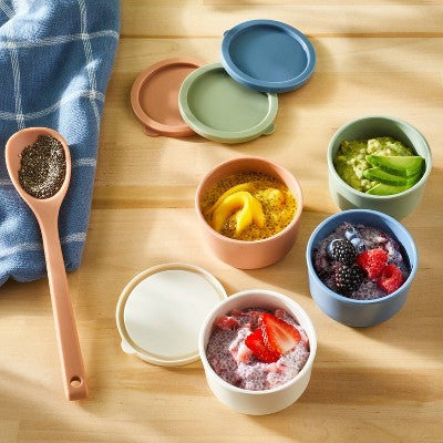 4pc Plastic Condiment/Snack Container Set - Figmint: Multicolor, Microwave & Dishwasher Safe, Recycled PET