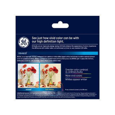 GE 2pk 60W Reveal HD+ G25 LED Globe Light Bulbs