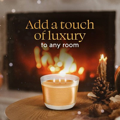 Glade 3 Wick Holiday Scented Christmas Candle for Stocking Stuffers - Orange Zest & Clove - 6.8oz