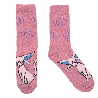 Pokemon 3pk Micro Popo Fuzzy Crew Socks - Sylveon, Espeon, Umbreon