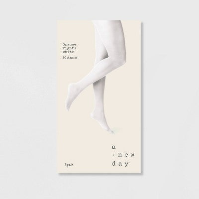 Women's 50D Opaque Tights - A New Day White S/M