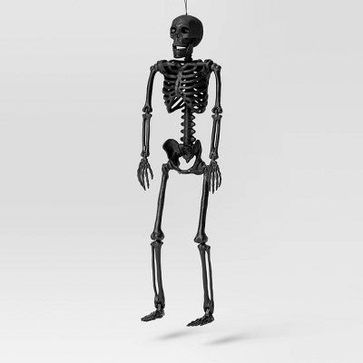 16" Halloween Jointed Skeleton Black - Hyde & EEK! Boutique: Indoor/Outdoor Decorative Prop