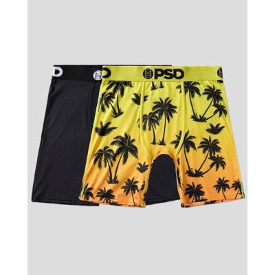 PSD Mens Tropic Sunrise Print Briefs 2pk - Palm Sunrise/Black L