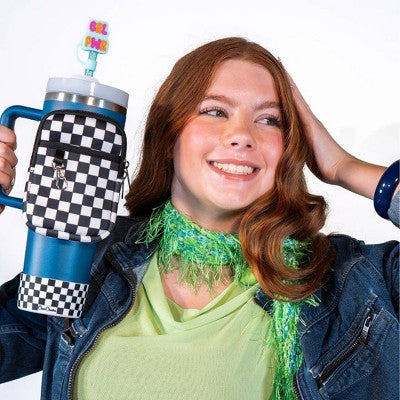 CharCharms Check Water Bottle Boot White/Black