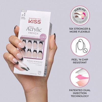 KISS Products Salon Acrylic French Color Fake Nails - Squared - 31ct