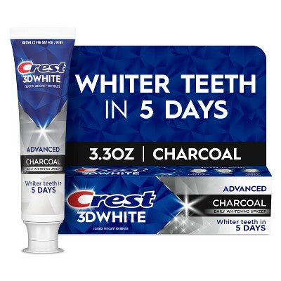 Crest 3D White Advanced Charcoal Teeth Whitening Toothpaste - 3.3 oz