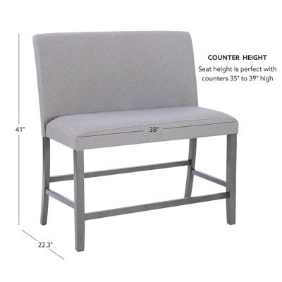 Powell Barnes Upholstered Counter Bench Black/Gray (LOCAL PICKUP ONLY)