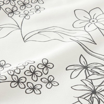 Twin/Twin XL Easy Care Cotton Blend Sateen Fitted Sheet Gray Floral - Room Essentials: 225 Thread Count, Eco-Friendly Materials