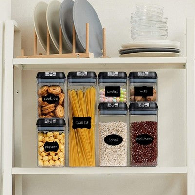 Cheer Collection Airtight Food Storage Containers, Set of 7 (Black)
