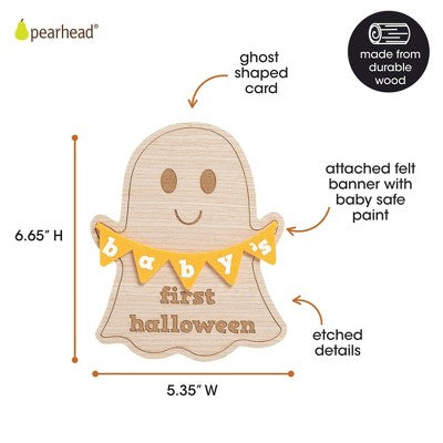 Pearhead Halloween Baby's First Wooden Photo Card