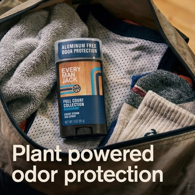Every Man Jack Limited Edition Full Court Collection Aluminum-Free Men's Deodorant -Court Storm Sea Spray - 3oz: Invisible Solid, Vegan