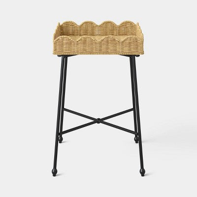 Woven Rattan Scallop Side Table - Fully Assembled (LOCAL PICKUP ONLY)