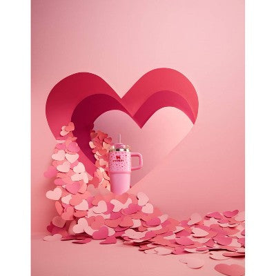 Stanley 20 oz Stainless Steel H2.0 Flowstate Quencher Tumbler with handle Sweet Hearts