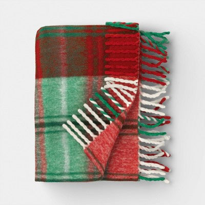 Woven Plaid Throw Blanket Red - Threshold