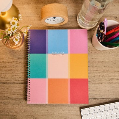 Happy Brands Organized July 2025 - June 2026 Weekly/Monthly Planner 9.37"x11.12" Multicolor Cool Brights