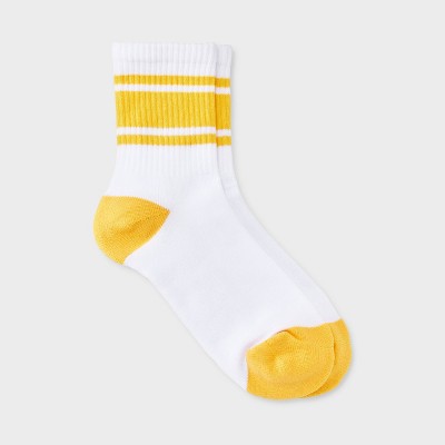 Women's Varsity Stripe Ribbed Cushioned Mid Crew Socks - 4-10