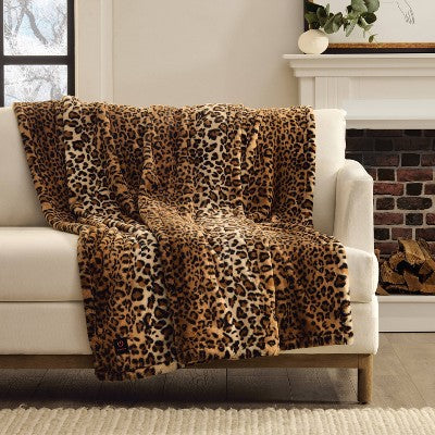 Brookstone Coziest Oversized Throw Ombre Cheetah