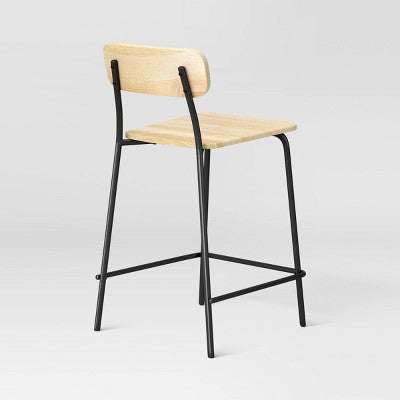 Set of 2 24" Wood with Metal Base Counter Stool with Footrest Natural - Room Essentials (LOCAL PICKUP ONLY)