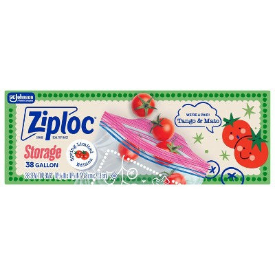 Ziploc Spring Tomato Print Food Storage Gallon Bag - 38ct: Seal Lock, Multipurpose, Snacks