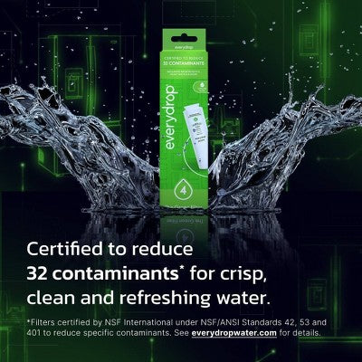 everydrop by Whirlpool Ice and Water Refrigerator Filter 4 - EDR4RXD1, Single-Pack: Reduces Odors & Contaminants, Green