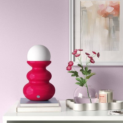 Mini Plastic Table Lamp with Glass Orb Pink - Room Essentials