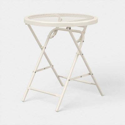 Steel Round Metal Mesh Accent Patio End Table Ivory - Room Essentials (LOCAL PICKUP ONLY)
