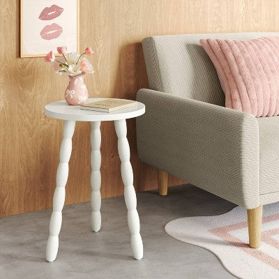 Bobbin Turned Wood Side Table White - Fully Assembled (LOCAL PICKUP ONLY)