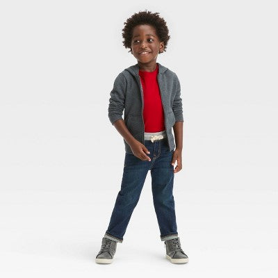 Toddler Boys' Long Sleeve Solid T-Shirt - Cat & Jack Red 18M