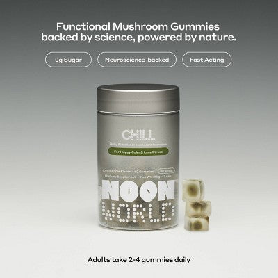 NOON WORLD Chill Daily Functional Mushroom Gummies - Crisp Apple - 60ct