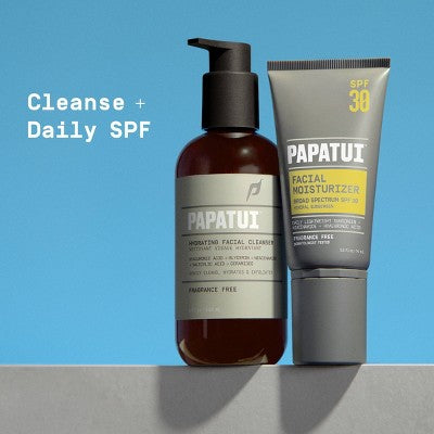 Papatui Men's Broad Spectrum Sunscreen SPF 30 Daily Facial Moisturizer with Zinc Oxide - 2.5oz: Unscented, Mineral Sunscreen Cream