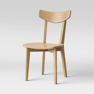 2pk Astrid Mid-Century Dining Chairs Wood Seat Natural - Threshold: Solid Rubberwood, Unupholstered (LOCAL PICKUP ONLY)