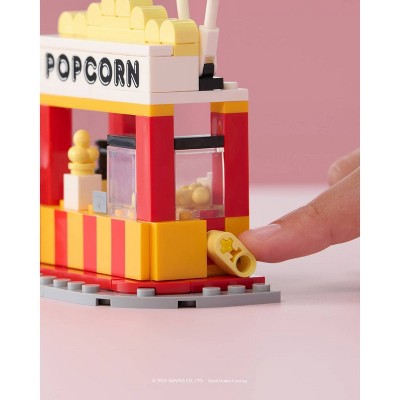 Hello Kitty Small Set & 2.2" Buildable Figure BLDR Sanrio Small Set - Popcorn Booth With Chococat & Kuromi