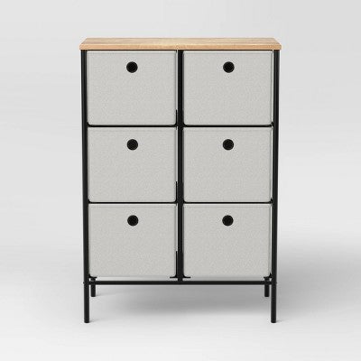 Fabric 6-Bin Tall Vertical Dresser Black Frame - Room Essentials (LOCAL PICKUP ONLY)