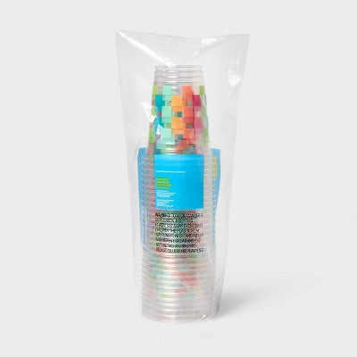 Disposable Clear Cups - Colorful Checkered - 18oz/30ct - up&up