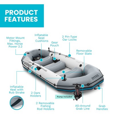 Intex Mariner 4-Person Inflatable River Lake Dinghy Boat with Pump and Oars Set (LOCAL PICKUP ONLY)