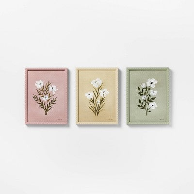 (Set of 3) 12"x16" Flower Framed Arts - Threshold designed with Studio McGee